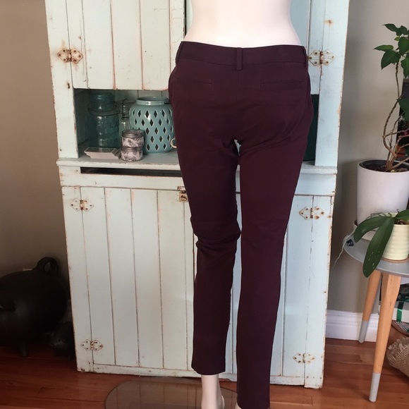 Lands’ End Canvas Burgundy Skinny Chino Pants 2 - Picture 2 of 6